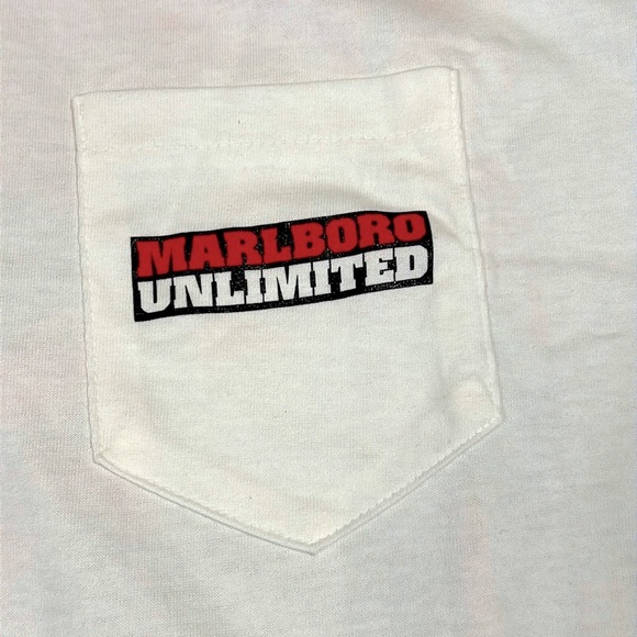 Vintage 90s Marlboro Unlimited Cotton Short Sleeve Graphic Train Pocket T-Shirt - Picture 4 of 7